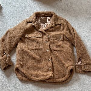 BLANK NYC Cozy Brown Oversized Teddy Jacket - Size S